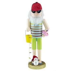 Clever Creations Artist Santa 14" Wooden Nutcracker Festive Christmas Beach NEW